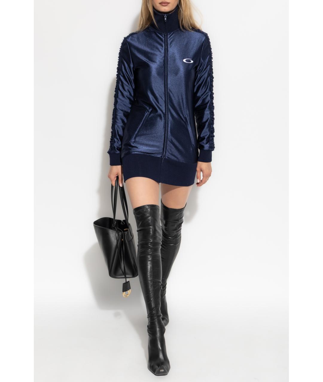 BALENCIAGA Темно-синее полиэстеровое повседневное платье, фото 2