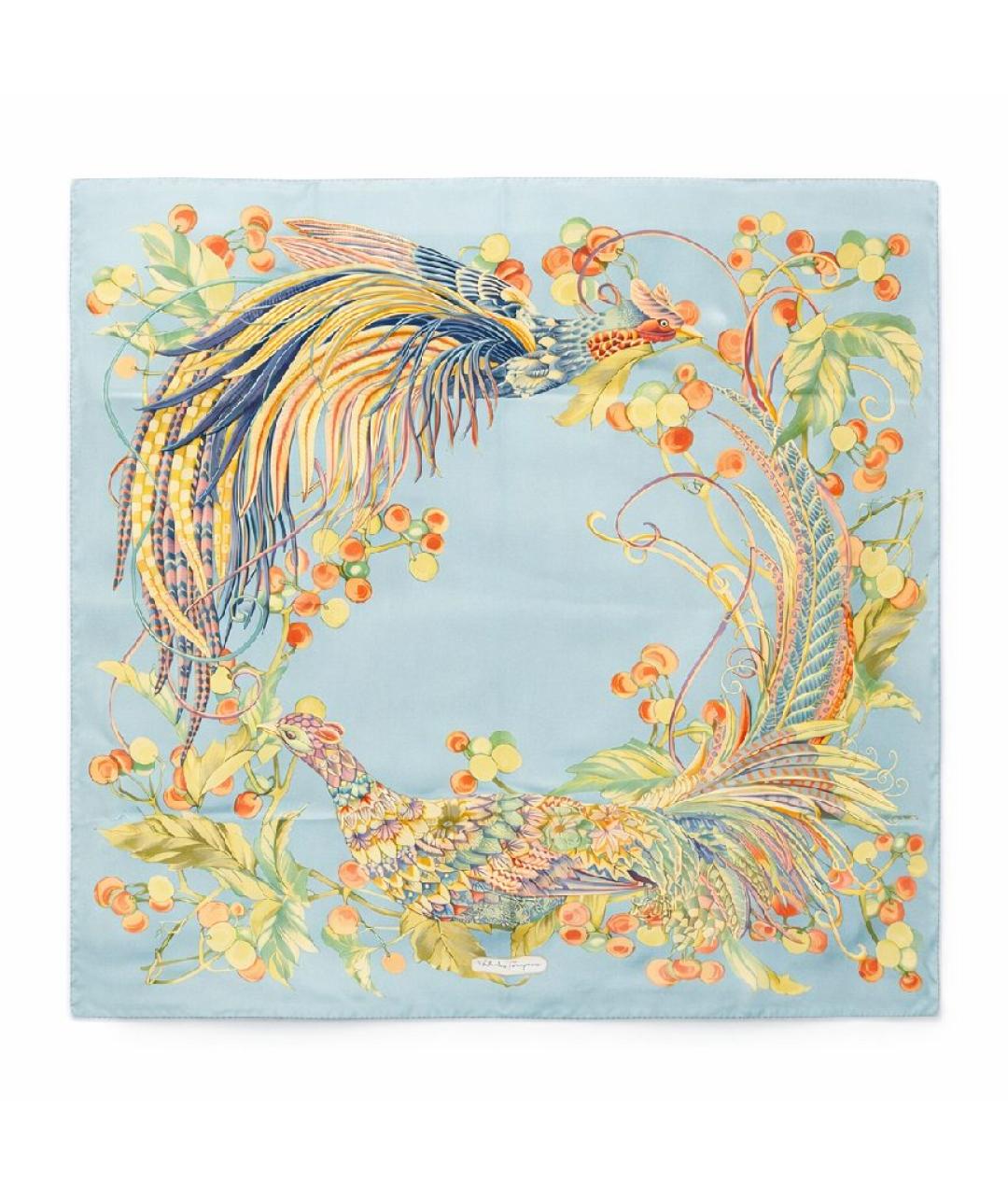 FERRAGAMO Голубой шелковый платок, фото 1