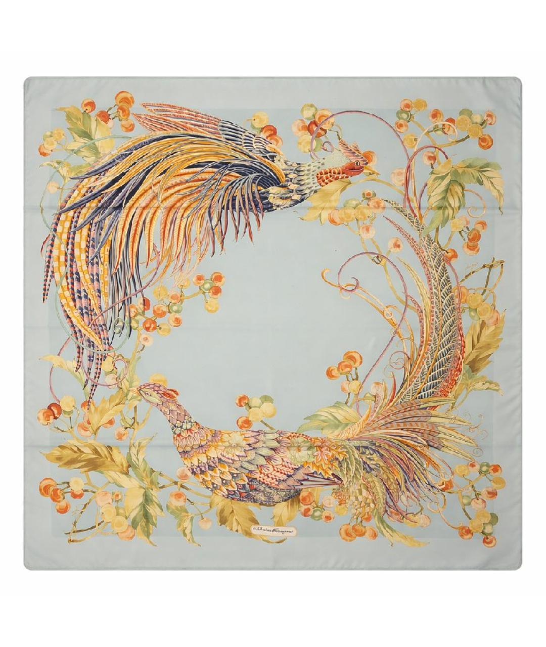 FERRAGAMO Голубой шелковый платок, фото 4