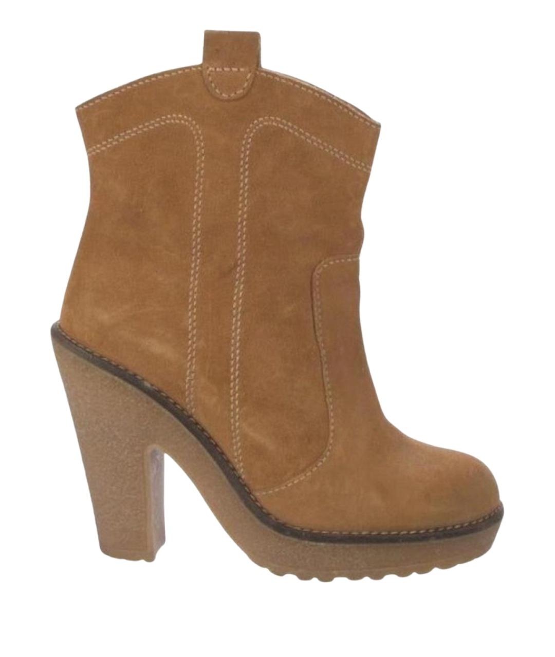 GANNI Коричневые замшевые полусапоги, фото 1