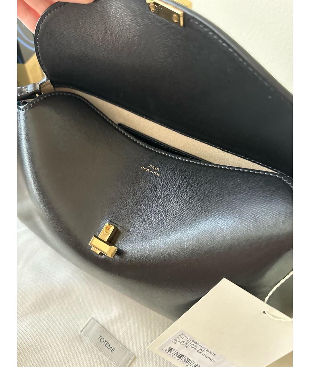 TOTEME Черная кожаная сумка через плечо, фото 4