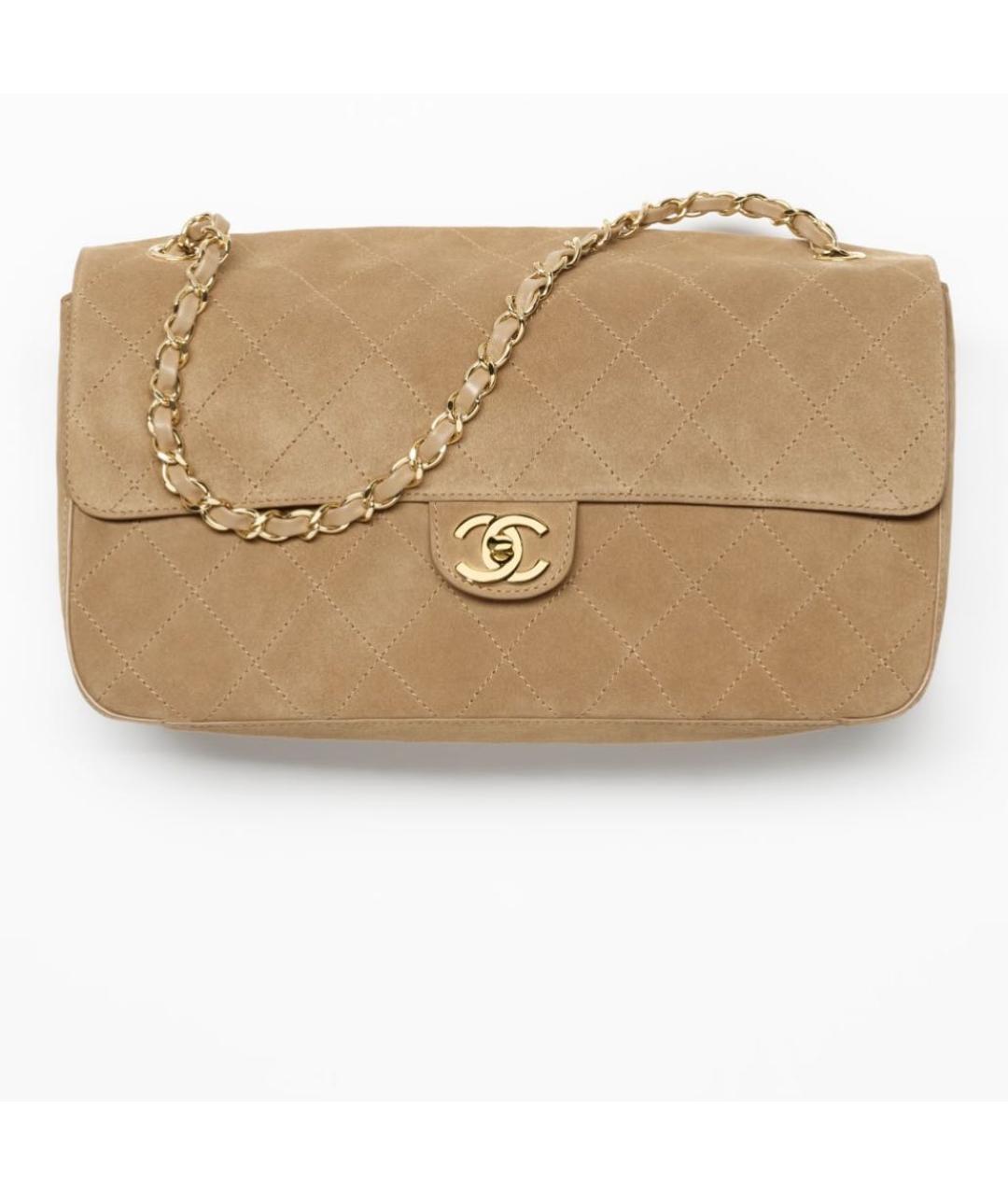 CHANEL Бежевая замшевая сумка через плечо, фото 5