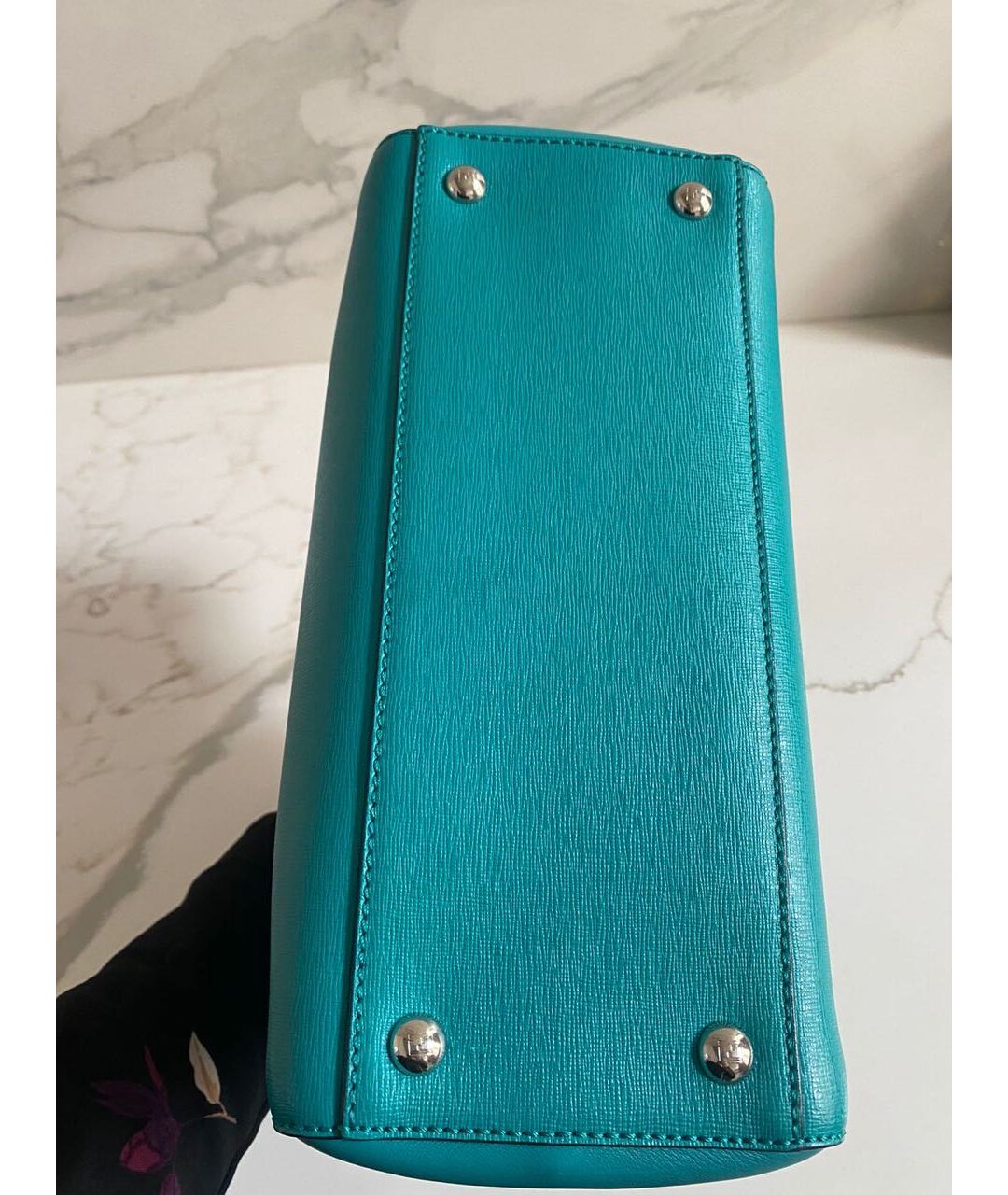 FENDI Бирюзовая кожаная сумка тоут, фото 4