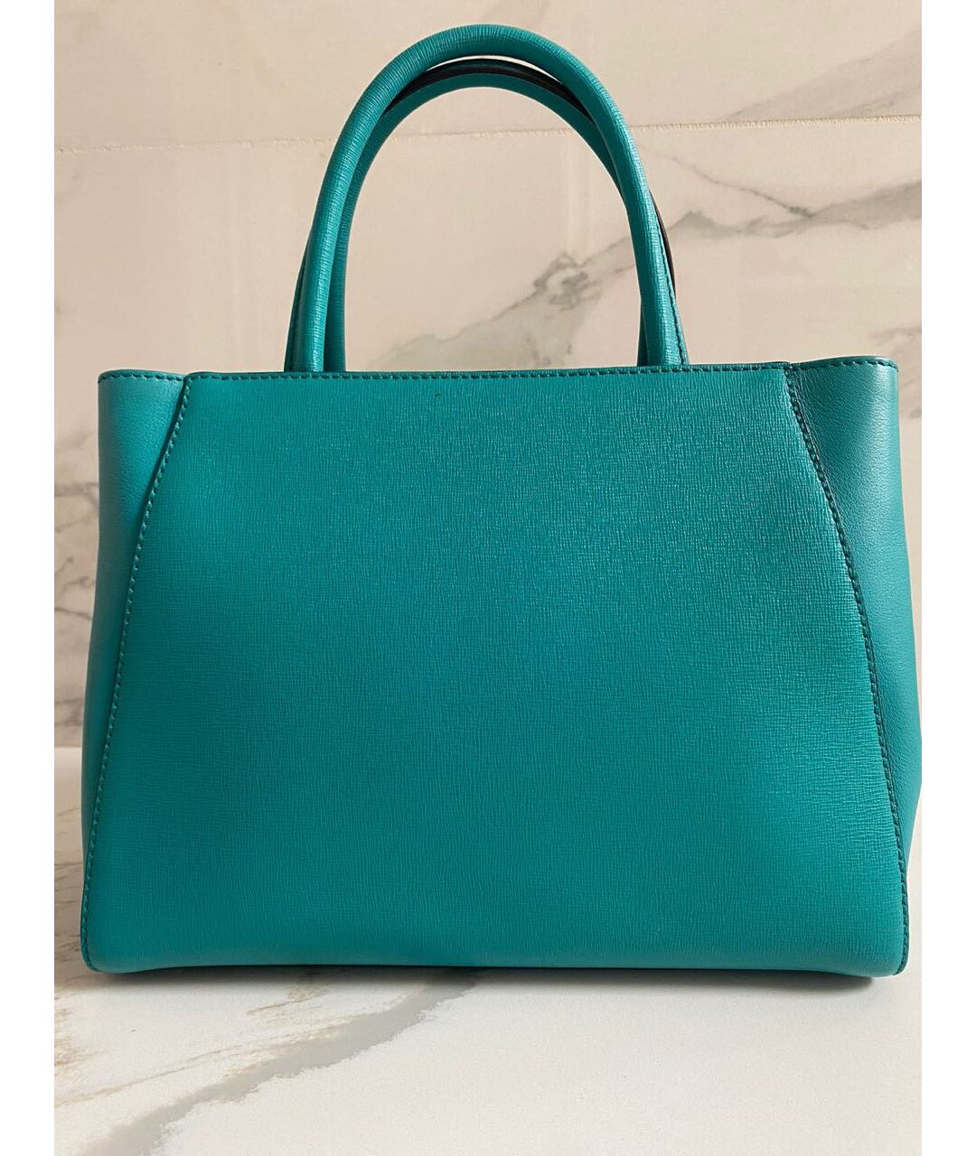 FENDI Бирюзовая кожаная сумка тоут, фото 3