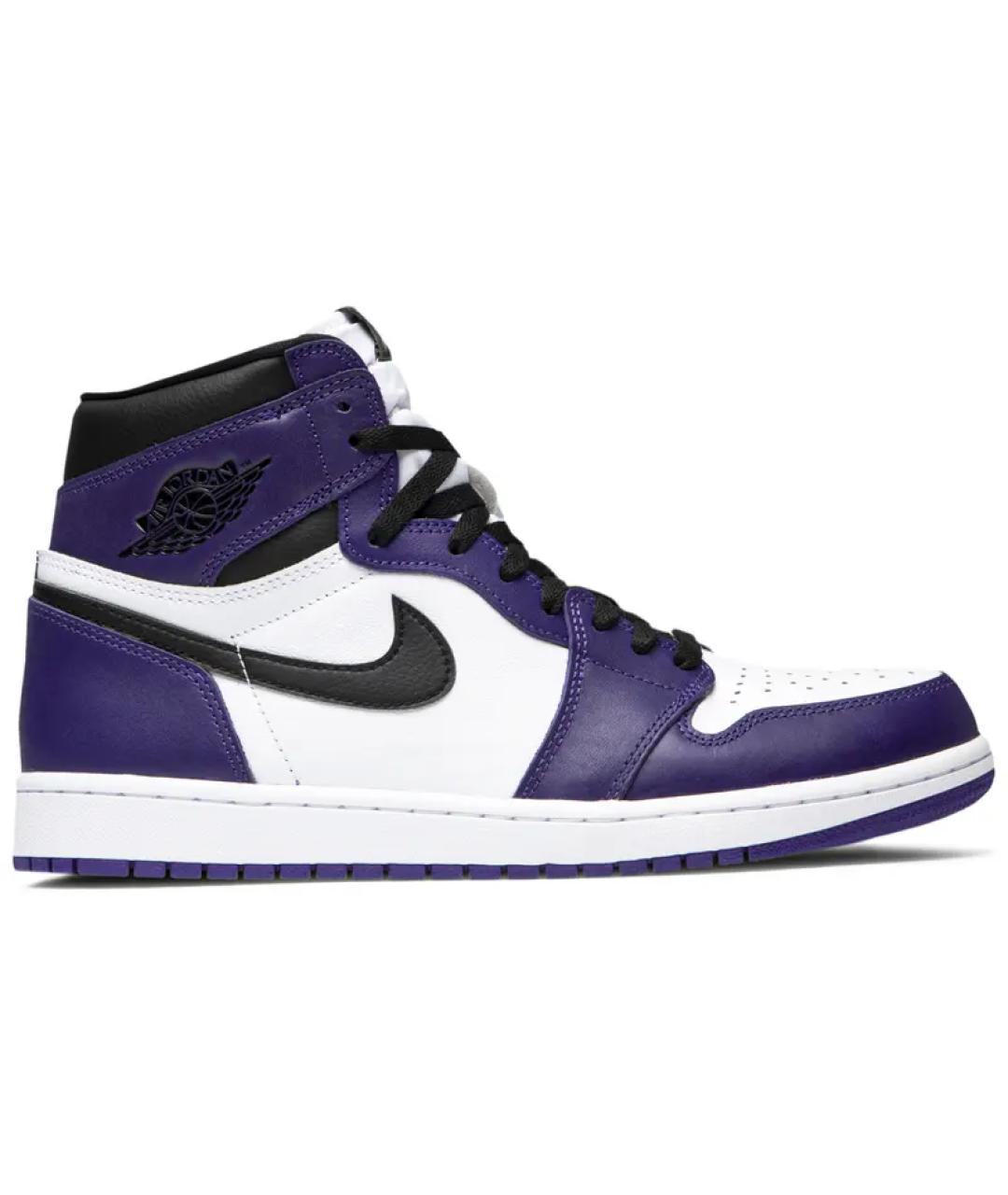 JORDAN Фиолетовые кожаные высокие кроссовки / кеды, фото 6