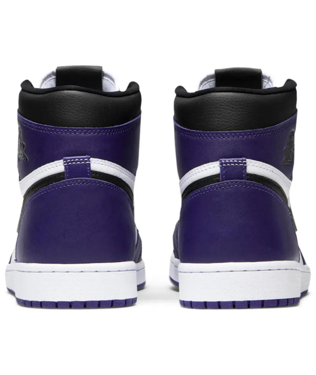 JORDAN Фиолетовые кожаные высокие кроссовки / кеды, фото 4