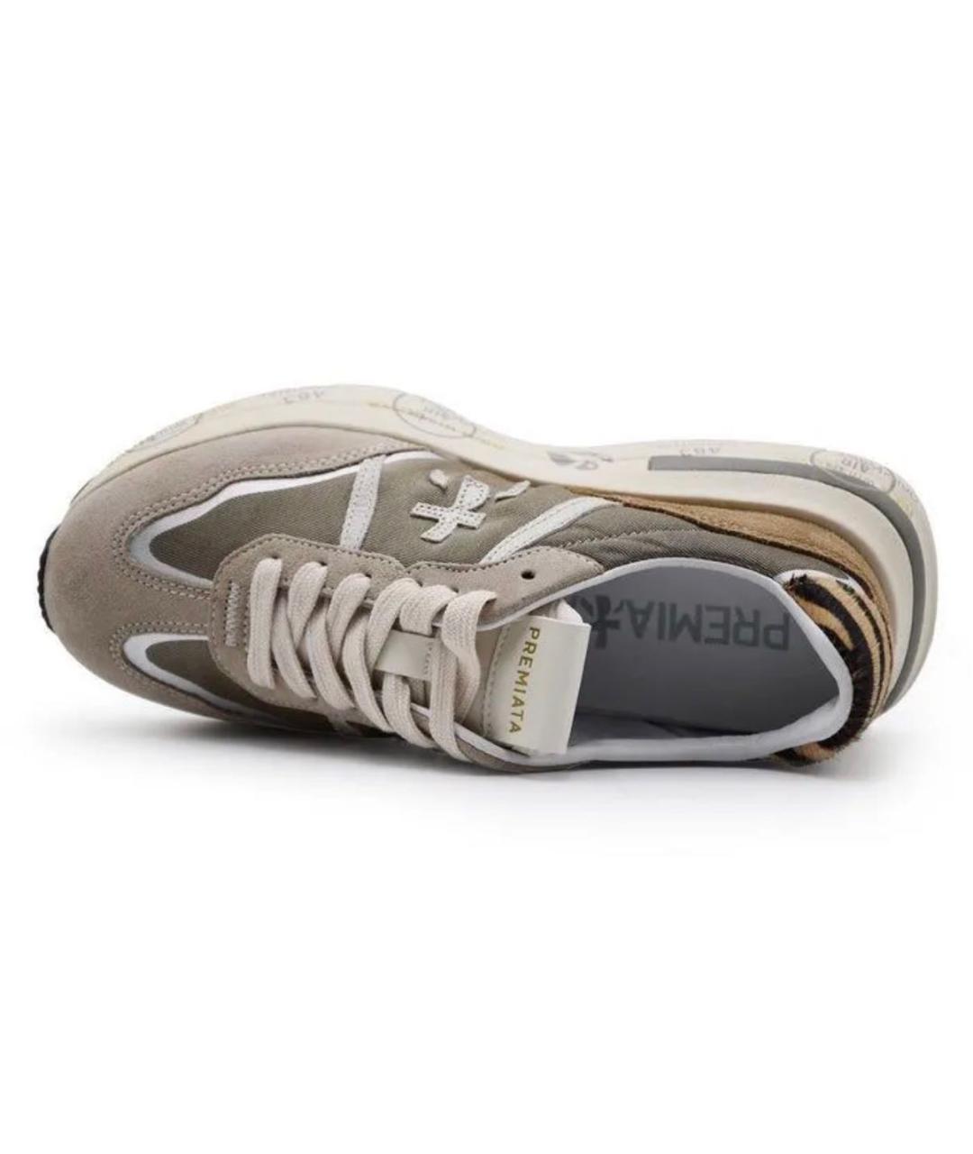 PREMIATA Бежевые кожаные кроссовки, фото 4
