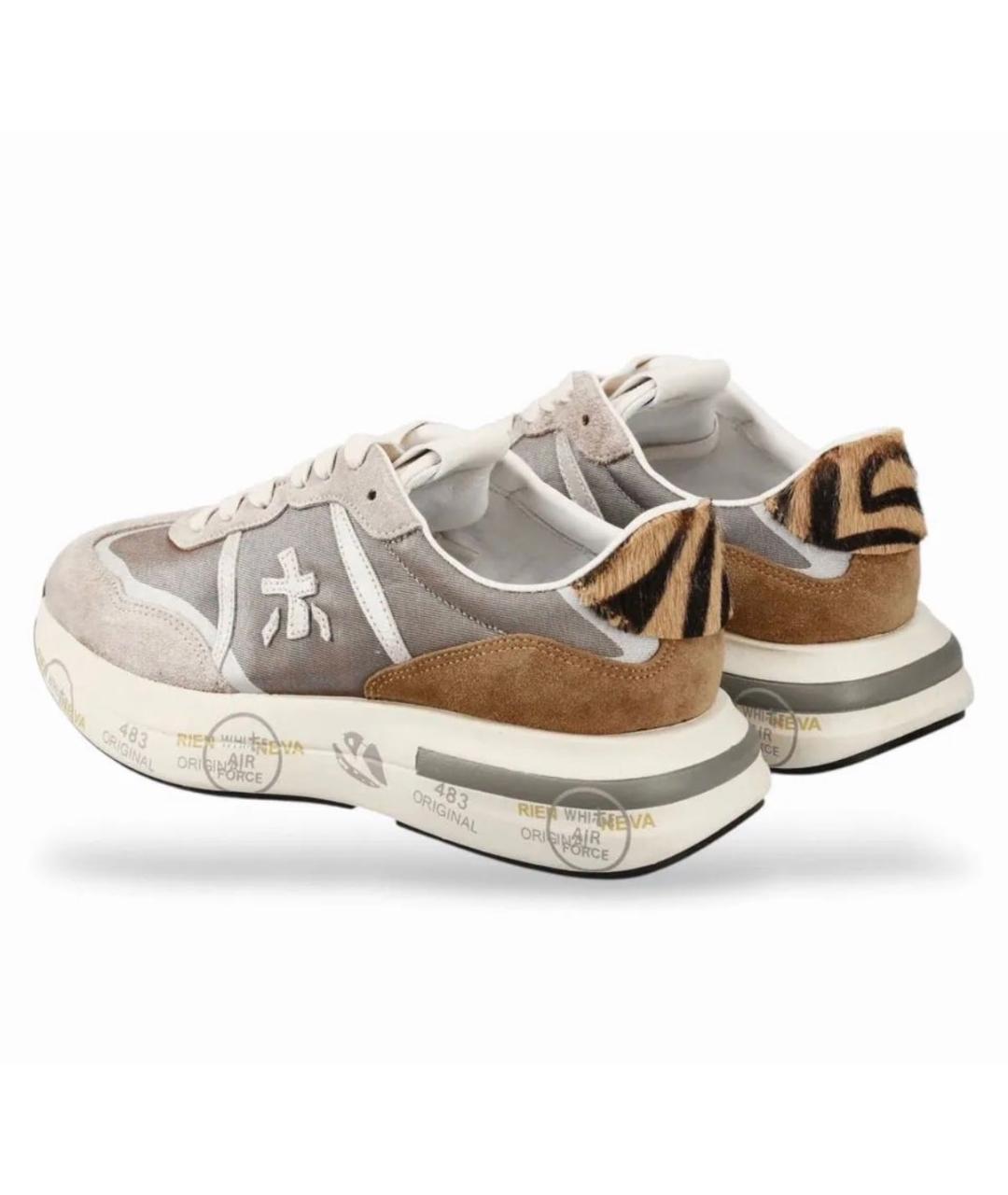 PREMIATA Бежевые кожаные кроссовки, фото 3