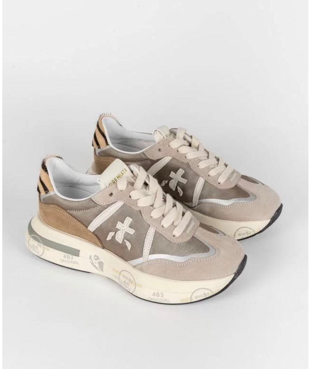 PREMIATA Бежевые кожаные кроссовки, фото 5