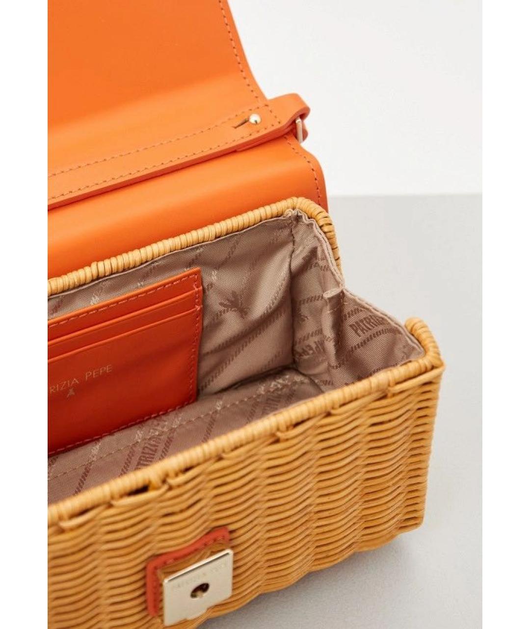 PATRIZIA PEPE Оранжевая пелетеная сумка с короткими ручками, фото 4