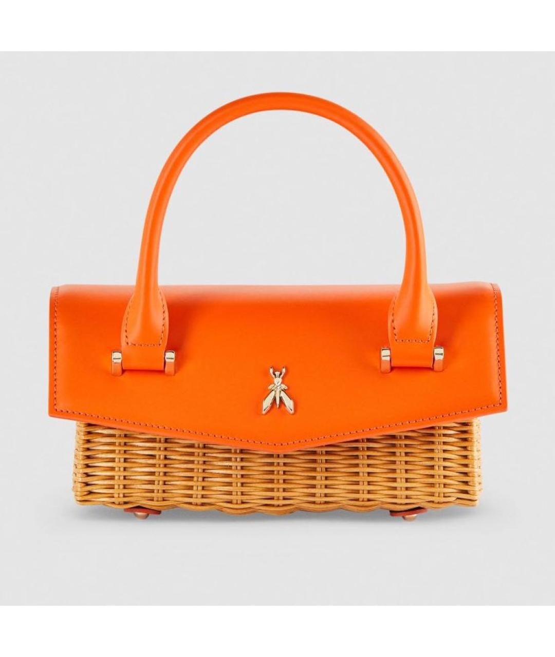 PATRIZIA PEPE Оранжевая пелетеная сумка с короткими ручками, фото 7