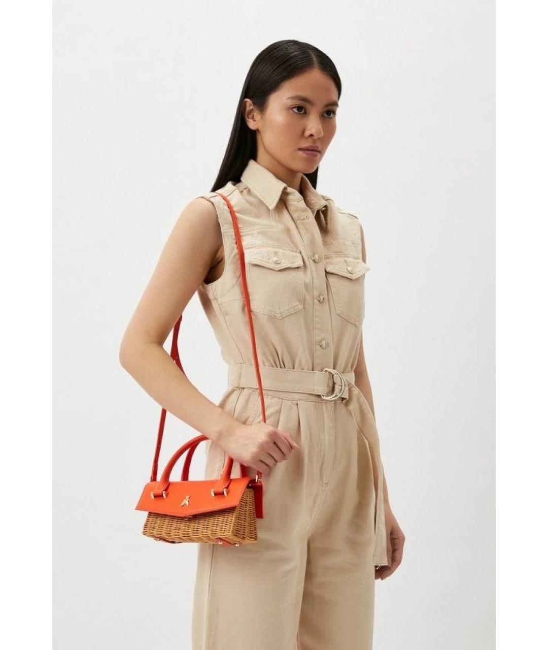 PATRIZIA PEPE Оранжевая пелетеная сумка с короткими ручками, фото 6