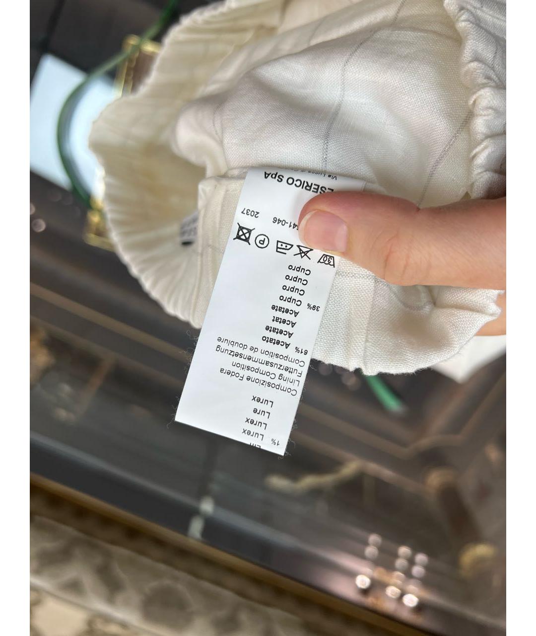 PESERICO Белые льняные брюки широкие, фото 8