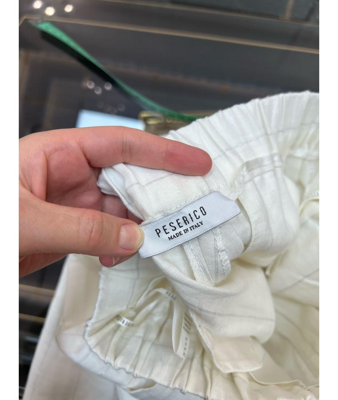 PESERICO Белые льняные брюки широкие, фото 4