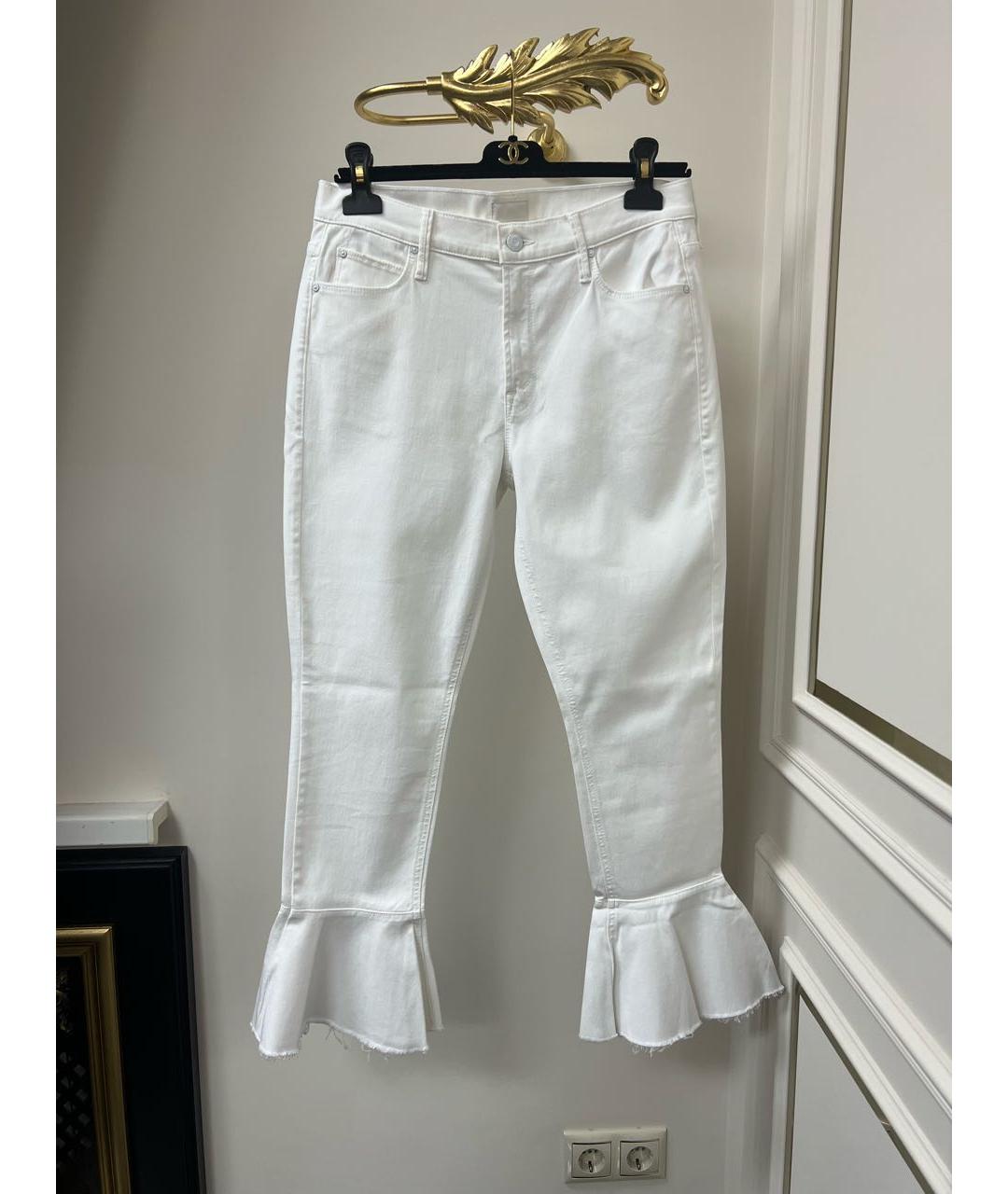 MOTHER Белые хлопковые прямые джинсы, фото 2