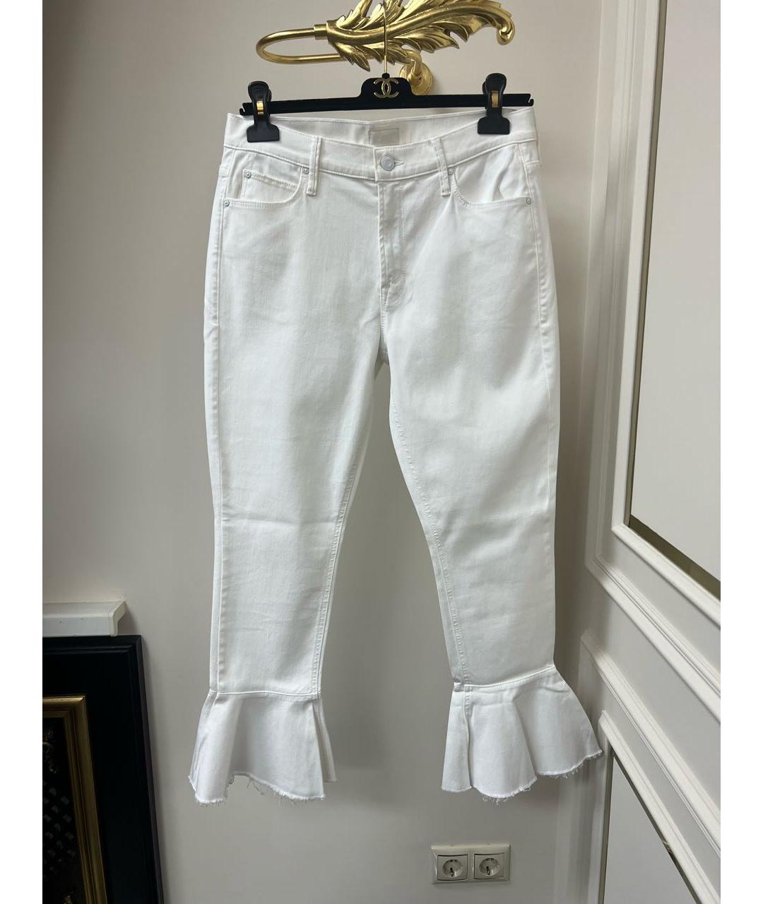 MOTHER Белые хлопковые прямые джинсы, фото 9