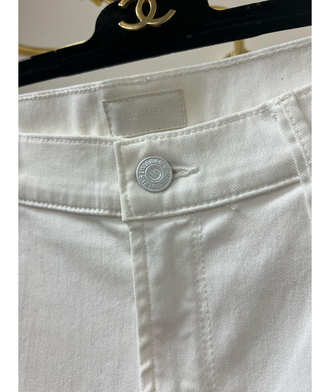MOTHER Белые хлопковые прямые джинсы, фото 3