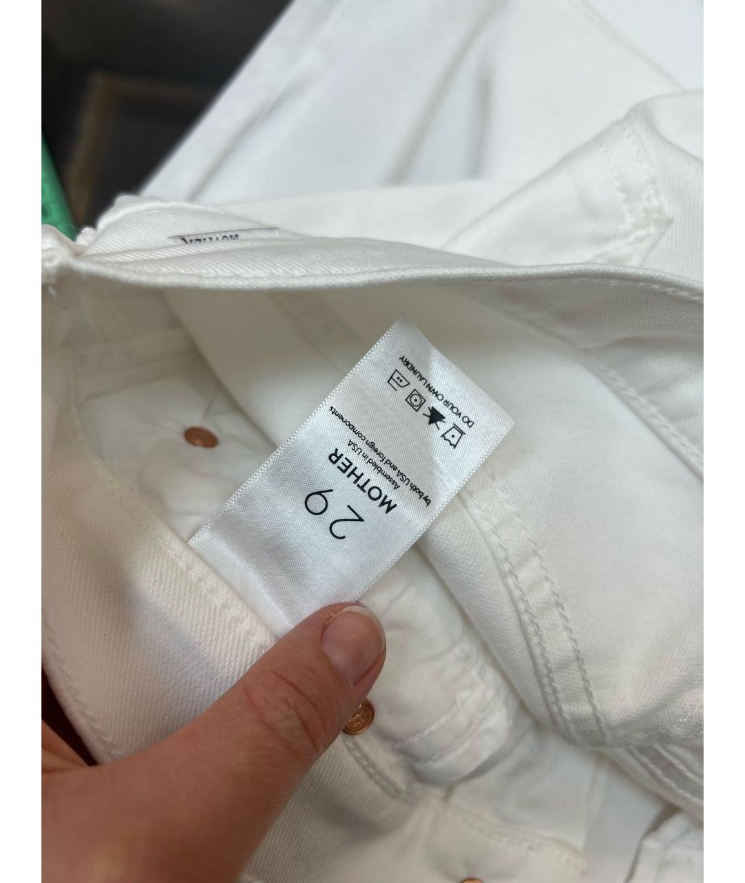 MOTHER Белые хлопковые прямые джинсы, фото 7