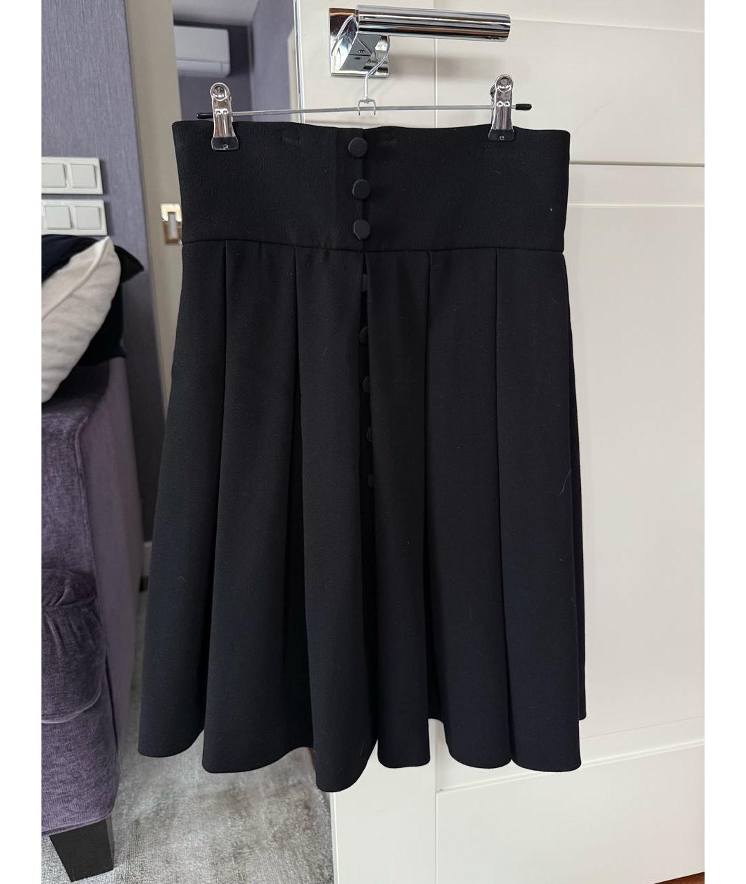 DOLCE&GABBANA Черная вискозная юбка миди, фото 5