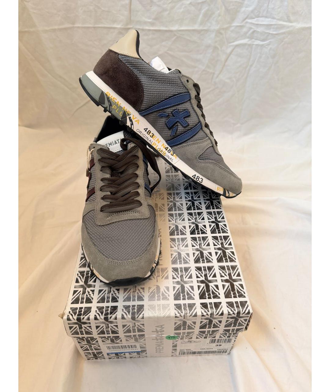 PREMIATA Серые текстильные низкие кроссовки / кеды, фото 2