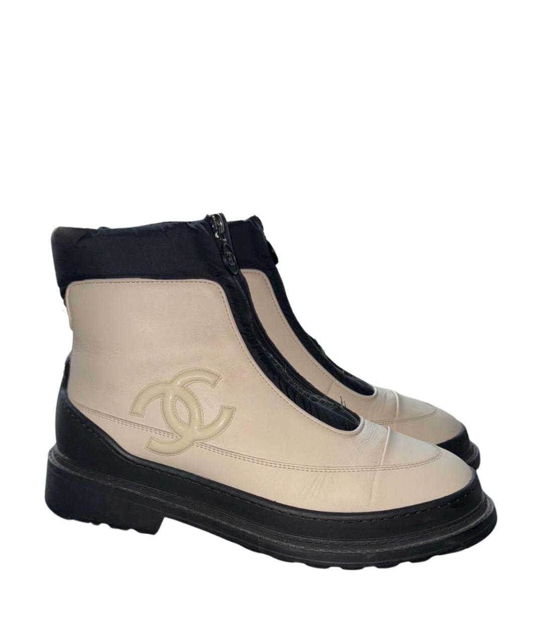 CHANEL Бежевые кожаные ботинки, фото 8