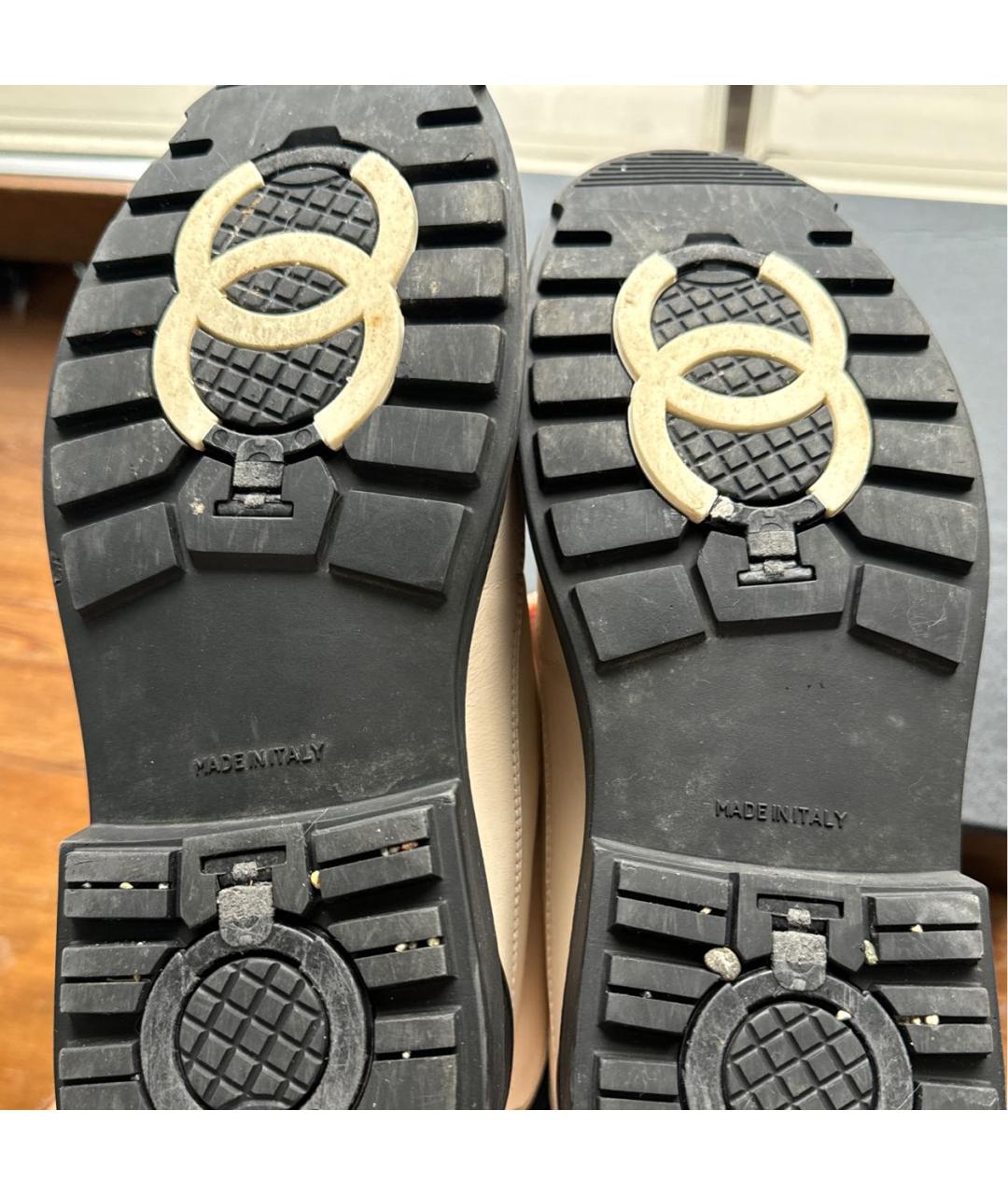 CHANEL Бежевые кожаные ботинки, фото 6