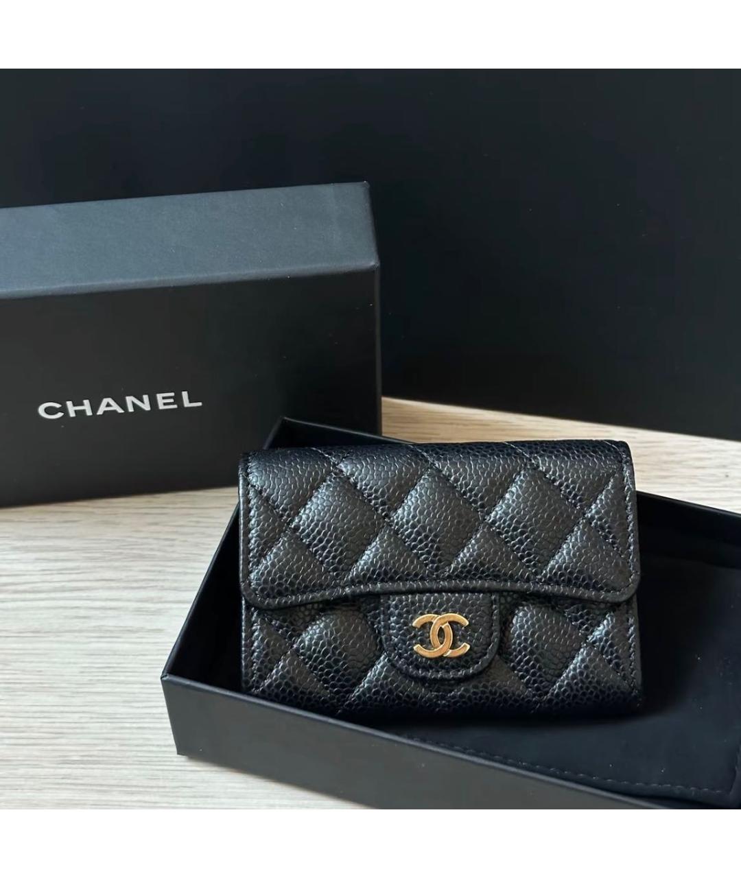 CHANEL Черный кожаный кошелек, фото 2