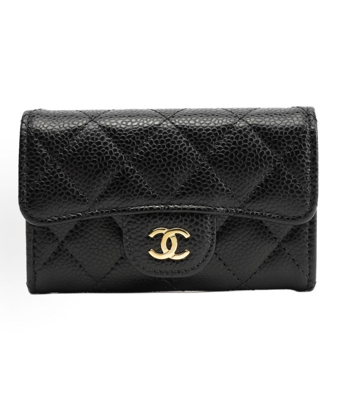 CHANEL Черный кожаный кошелек, фото 3