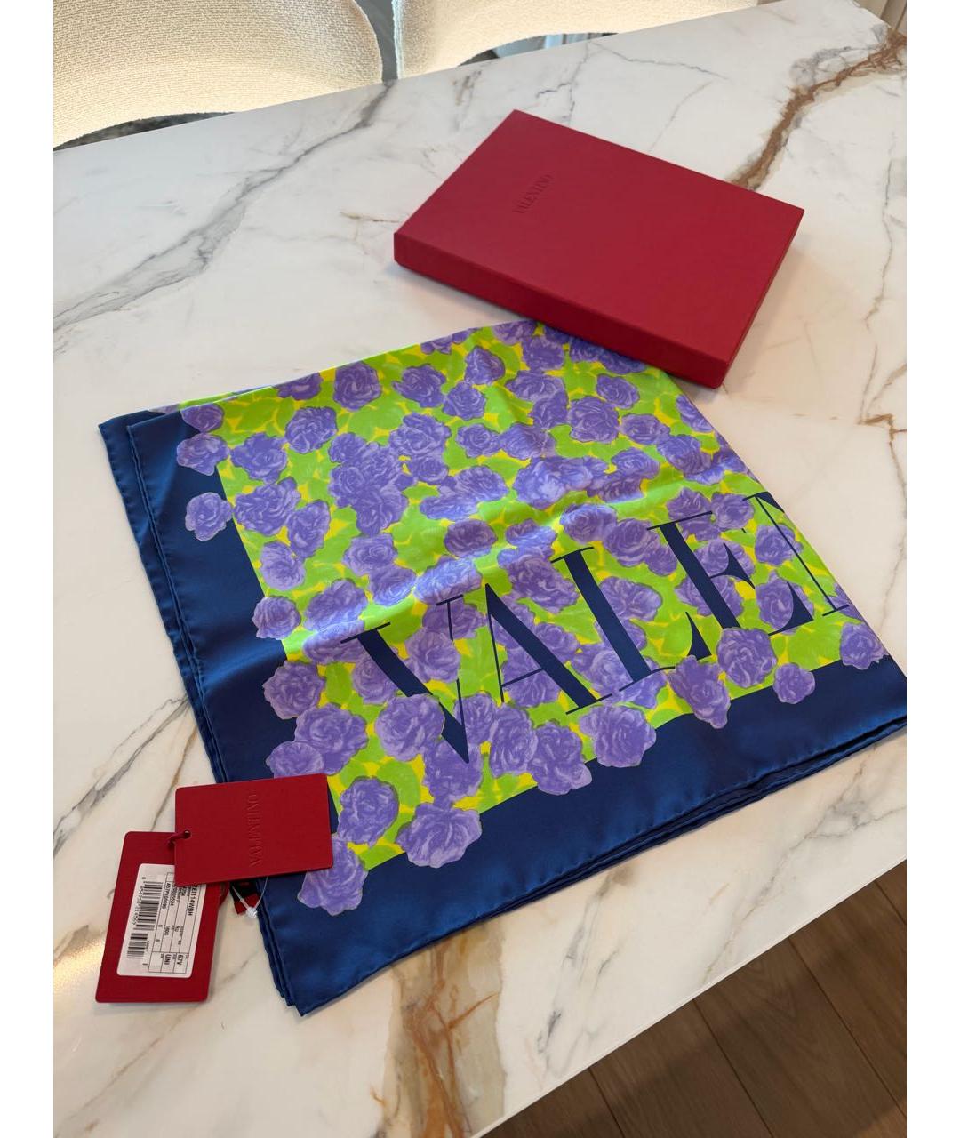 VALENTINO Фиолетовый шелковый платок, фото 2