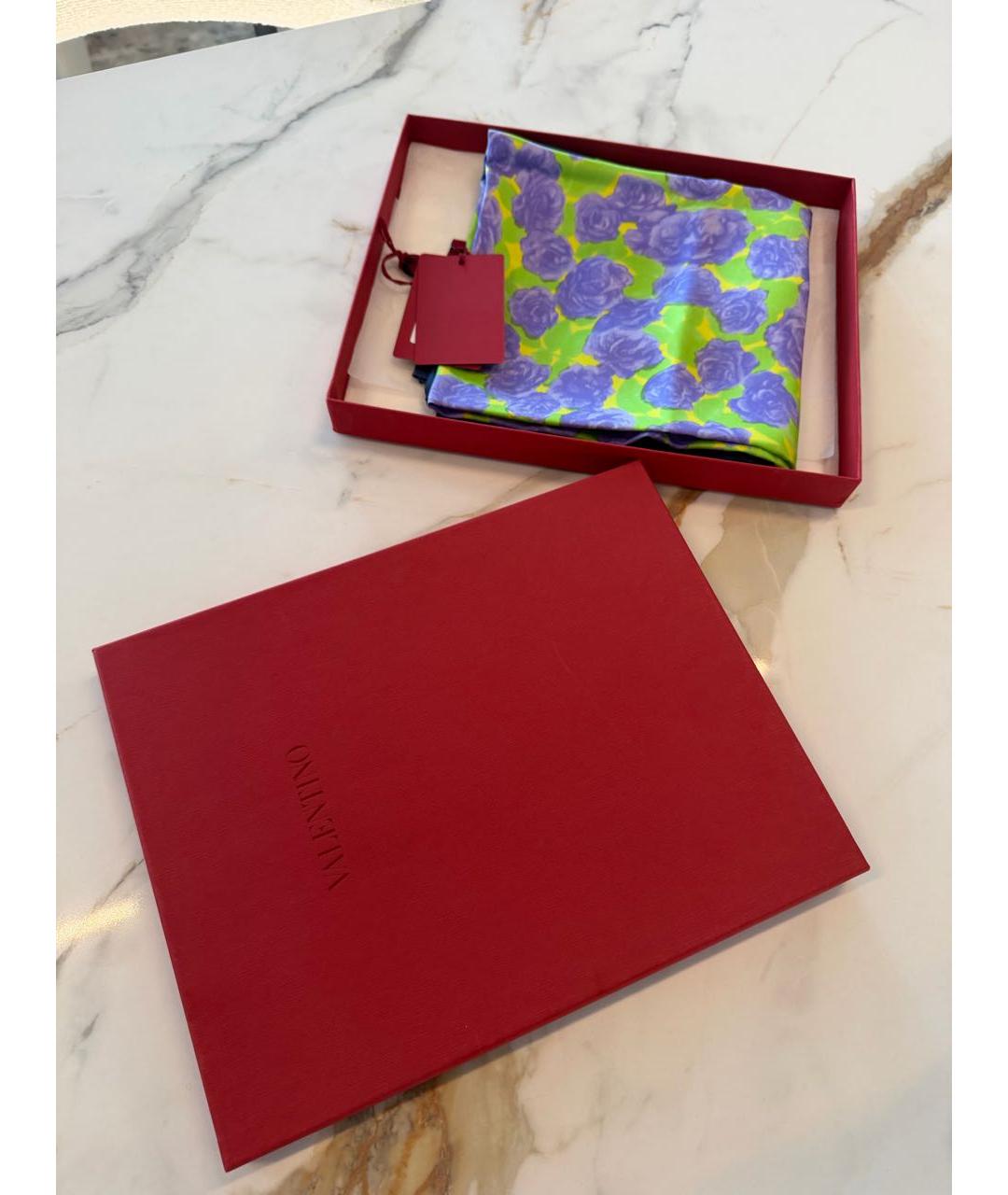 VALENTINO Фиолетовый шелковый платок, фото 3