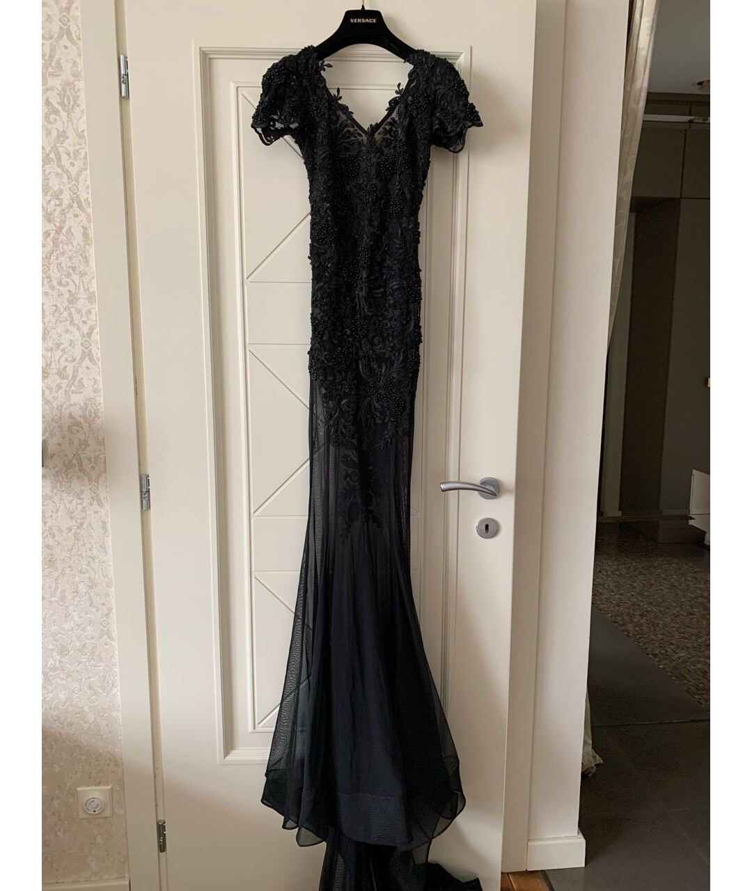 FARFETCH Черное кружевное вечернее платье, фото 5