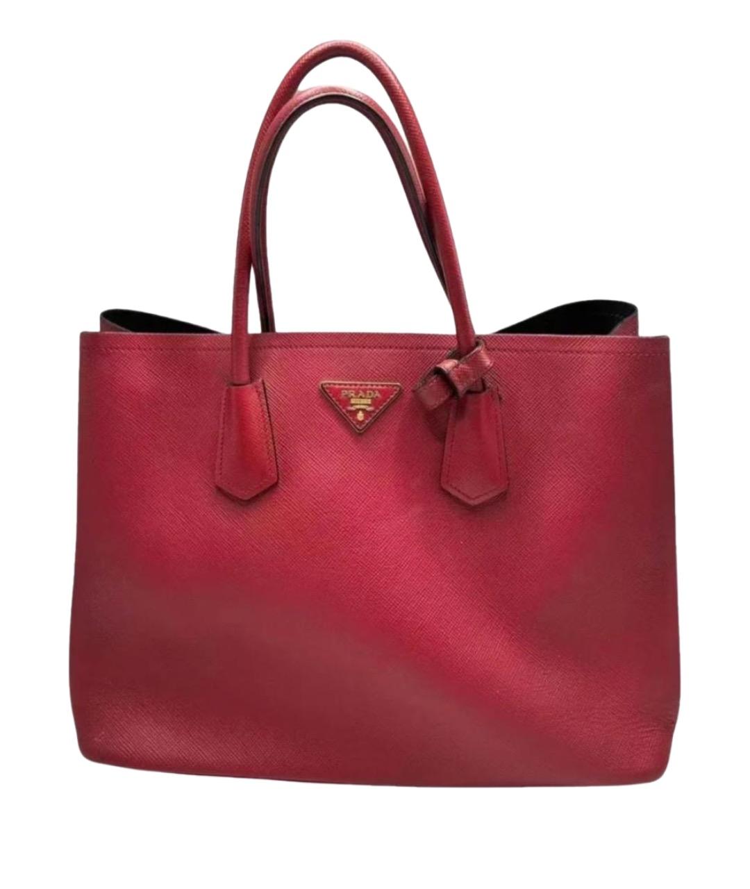 PRADA Красная кожаная сумка тоут, фото 1
