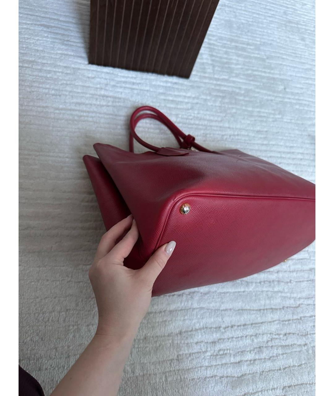 PRADA Красная кожаная сумка тоут, фото 5