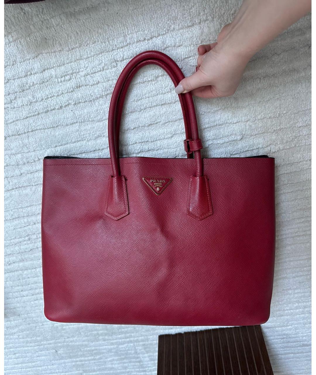 PRADA Красная кожаная сумка тоут, фото 2