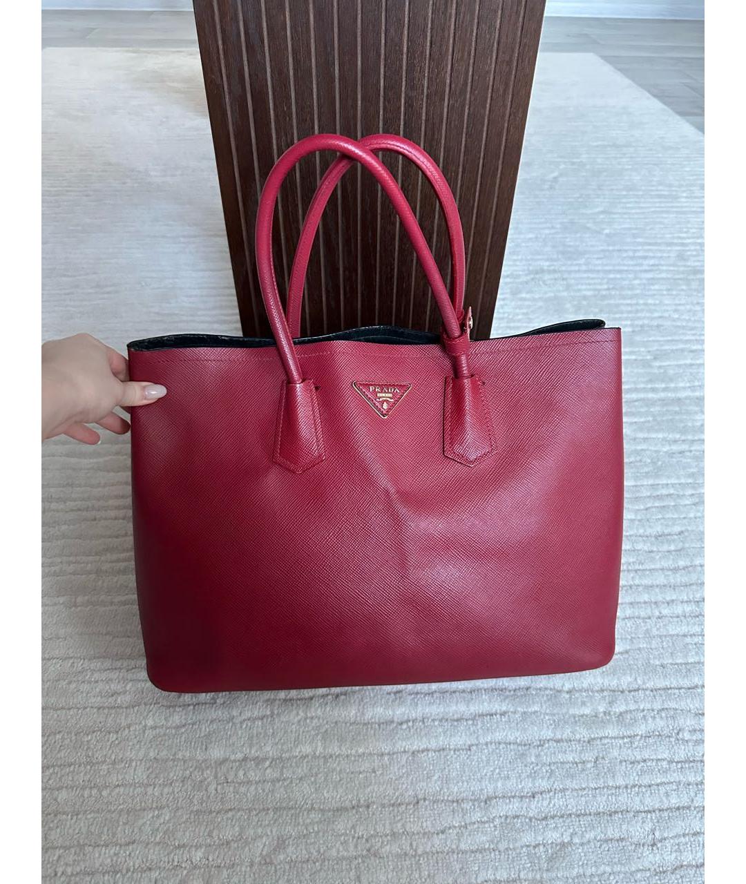 PRADA Красная кожаная сумка тоут, фото 3