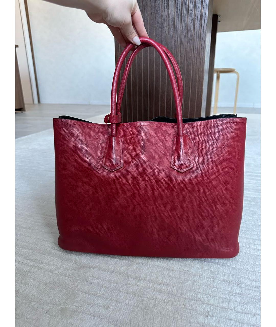 PRADA Красная кожаная сумка тоут, фото 7