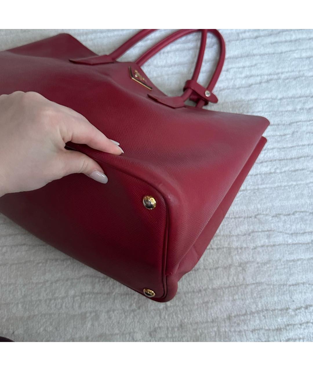 PRADA Красная кожаная сумка тоут, фото 6