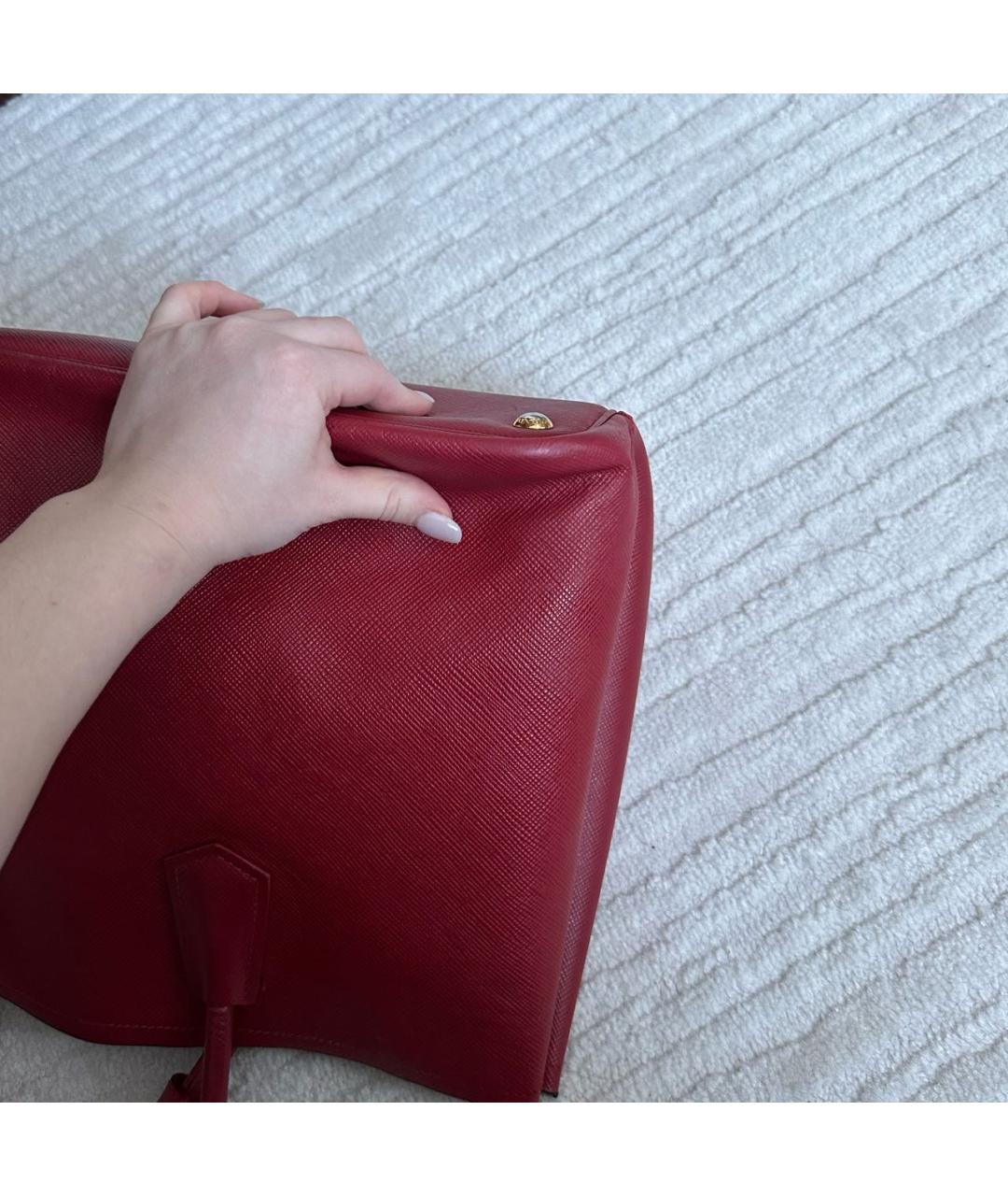 PRADA Красная кожаная сумка тоут, фото 8