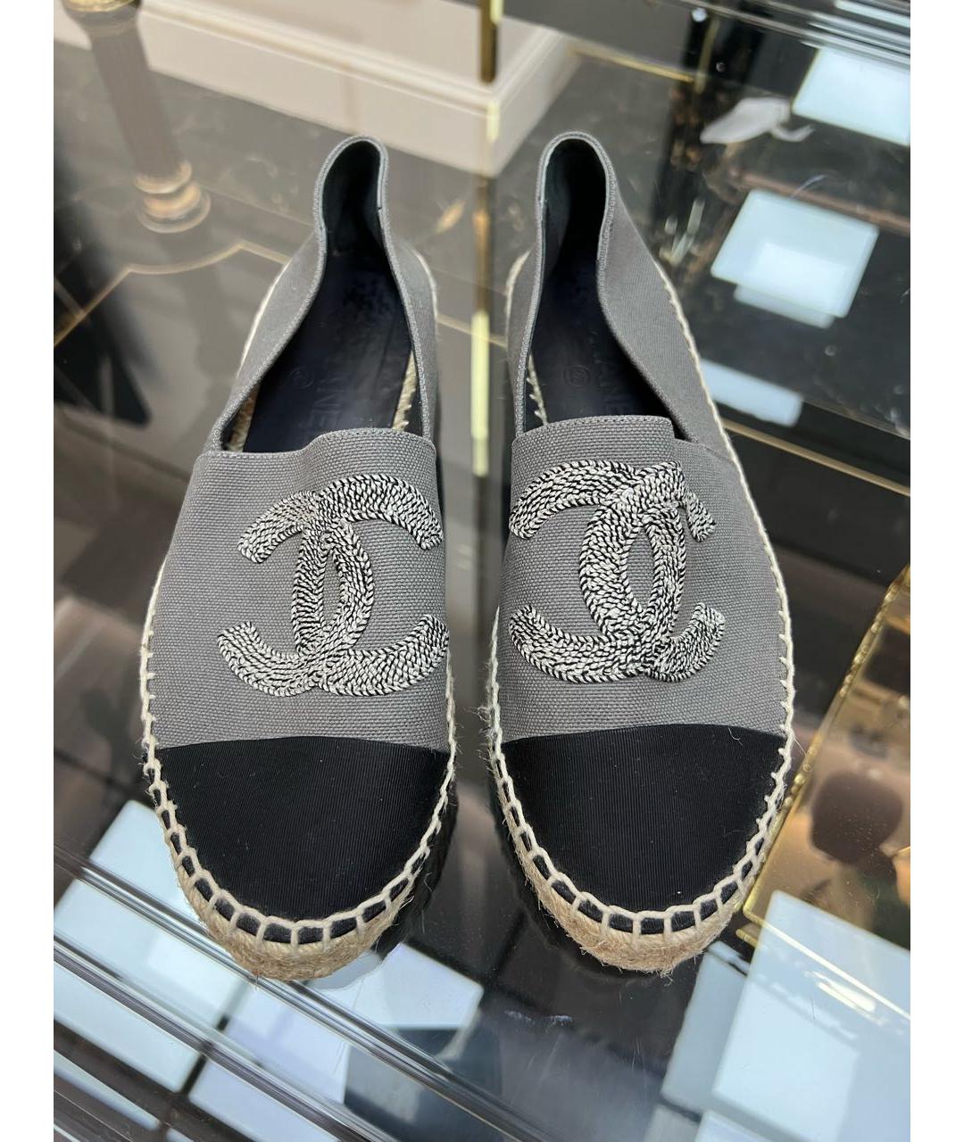 CHANEL Серые текстильные эспадрильи, фото 2