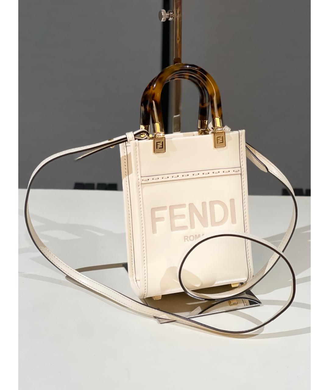 FENDI Белая кожаная сумка через плечо, фото 2