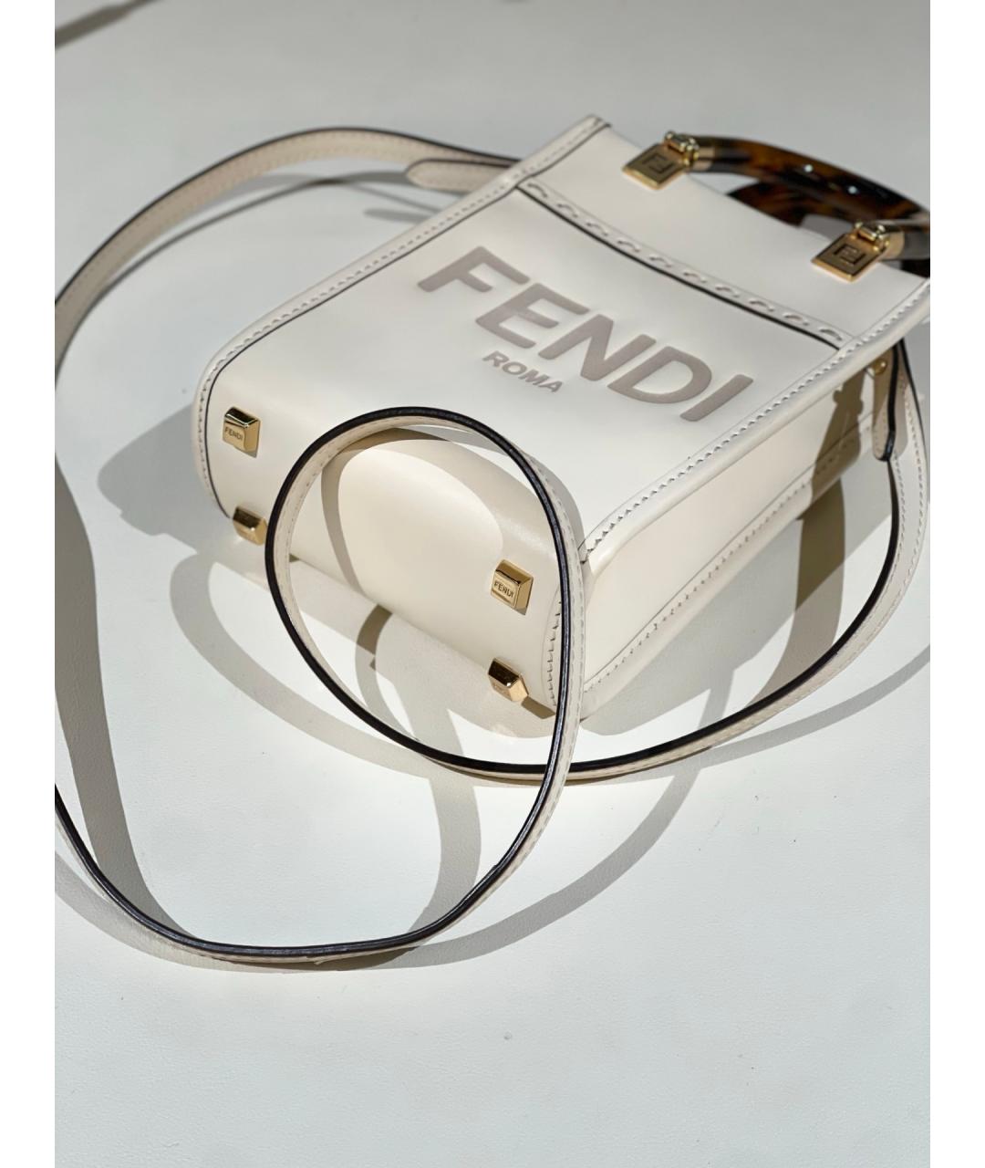 FENDI Белая кожаная сумка через плечо, фото 4