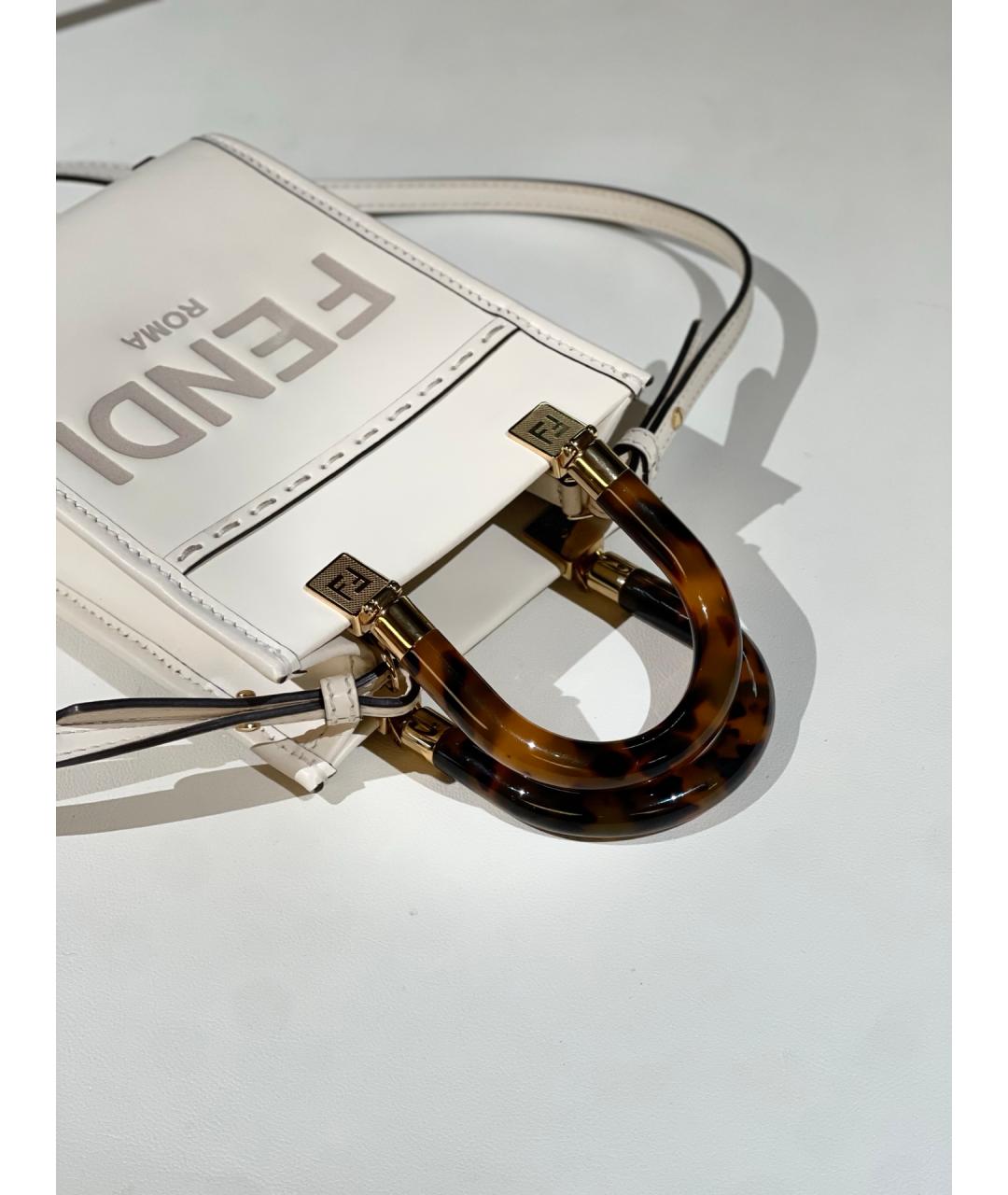 FENDI Белая кожаная сумка через плечо, фото 5