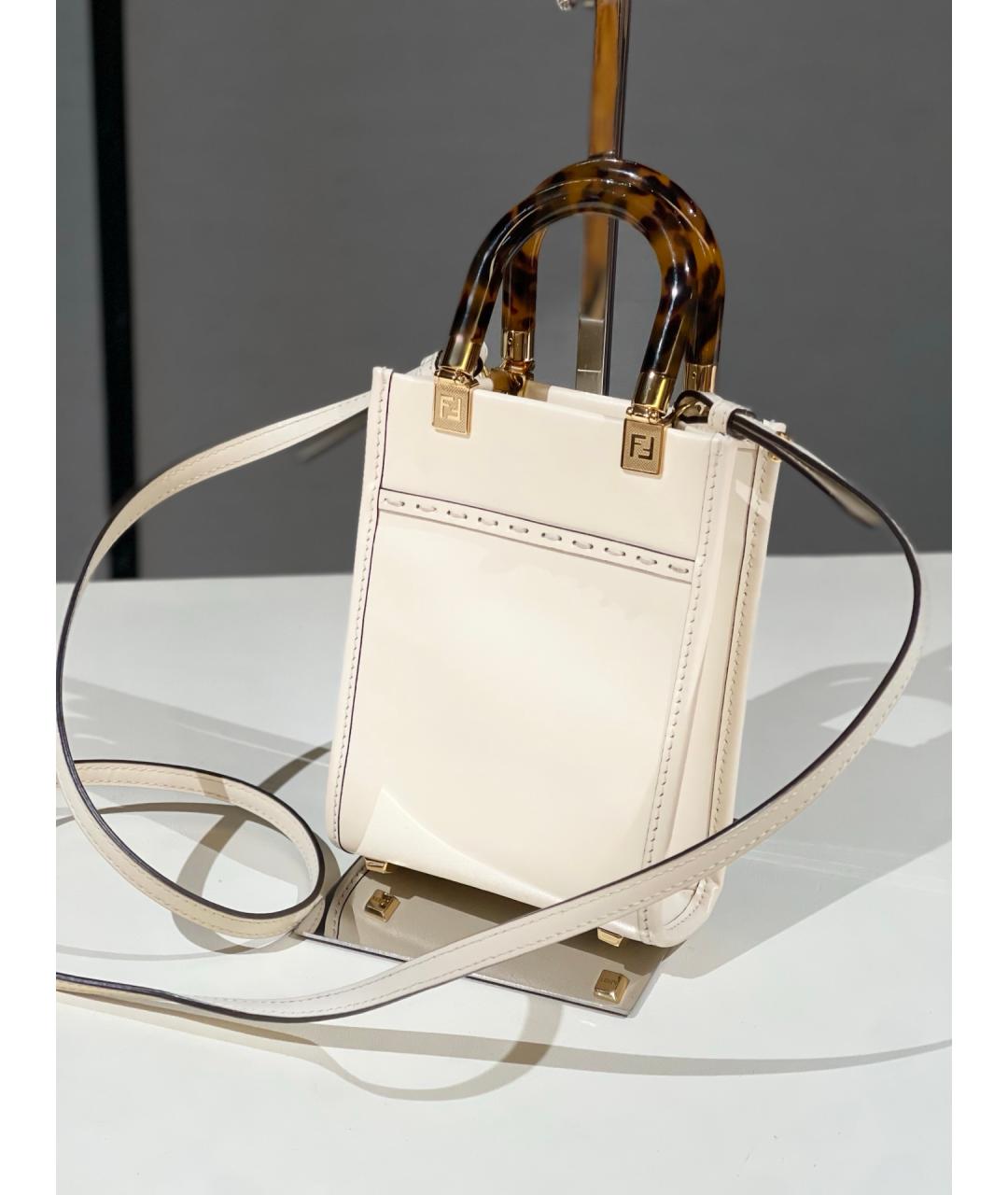 FENDI Белая кожаная сумка через плечо, фото 3
