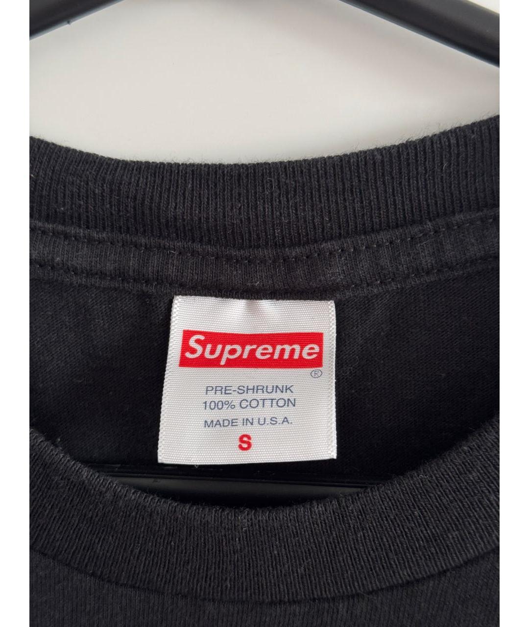 SUPREME Черная хлопковая футболка, фото 3