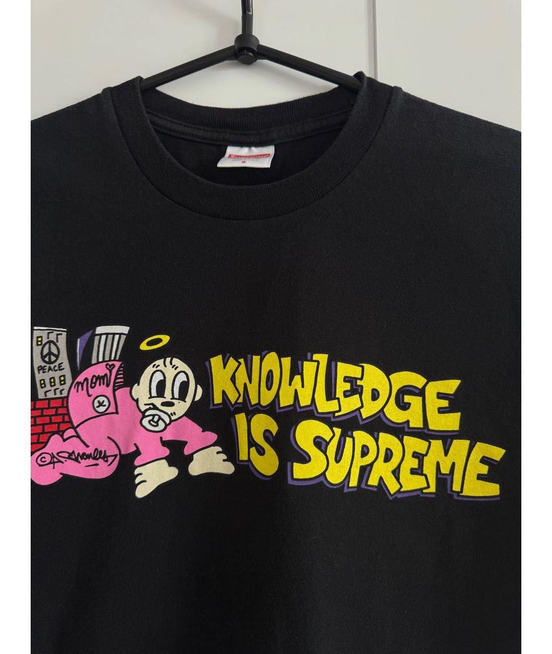 SUPREME Черная хлопковая футболка, фото 5