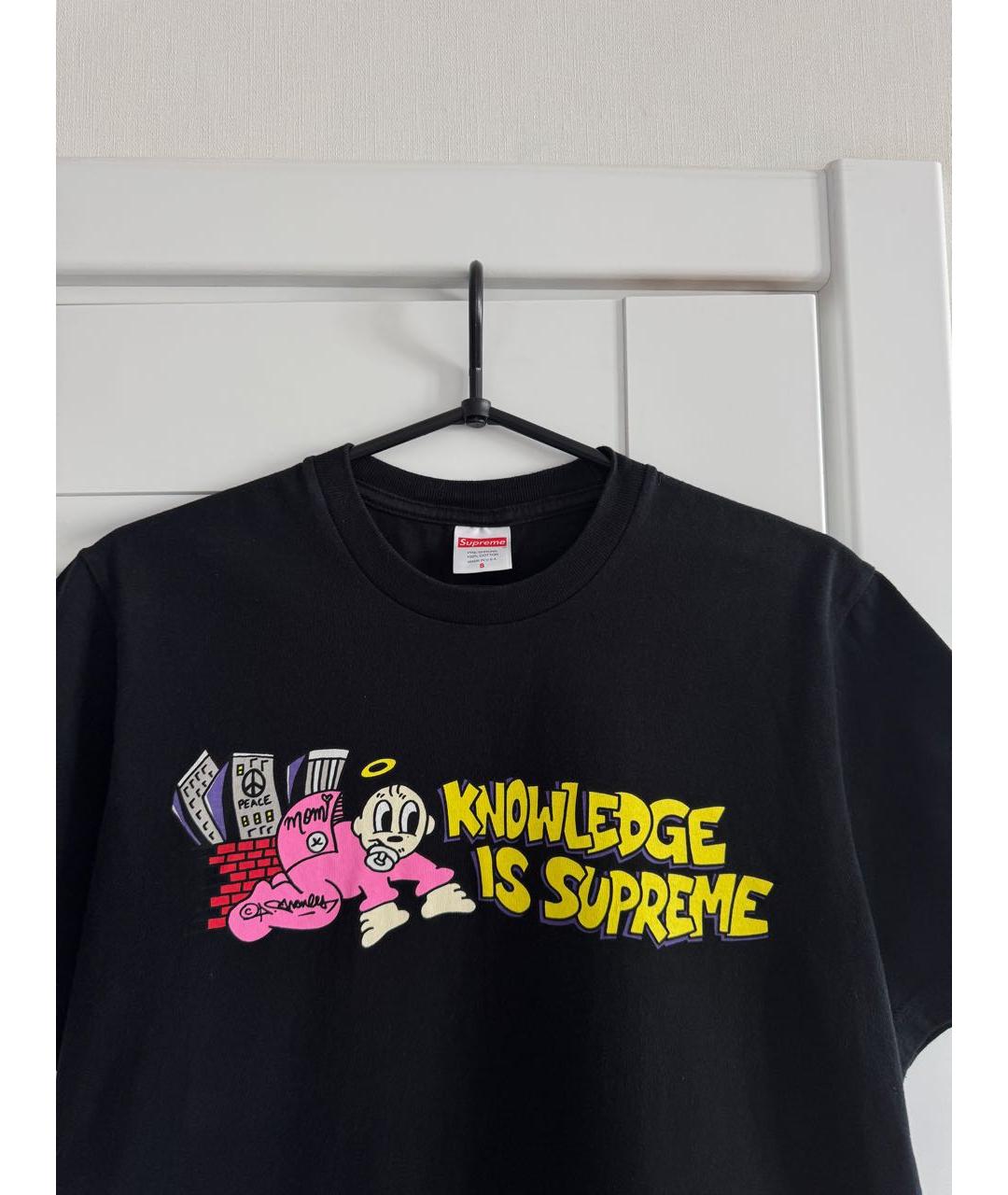 SUPREME Черная хлопковая футболка, фото 2