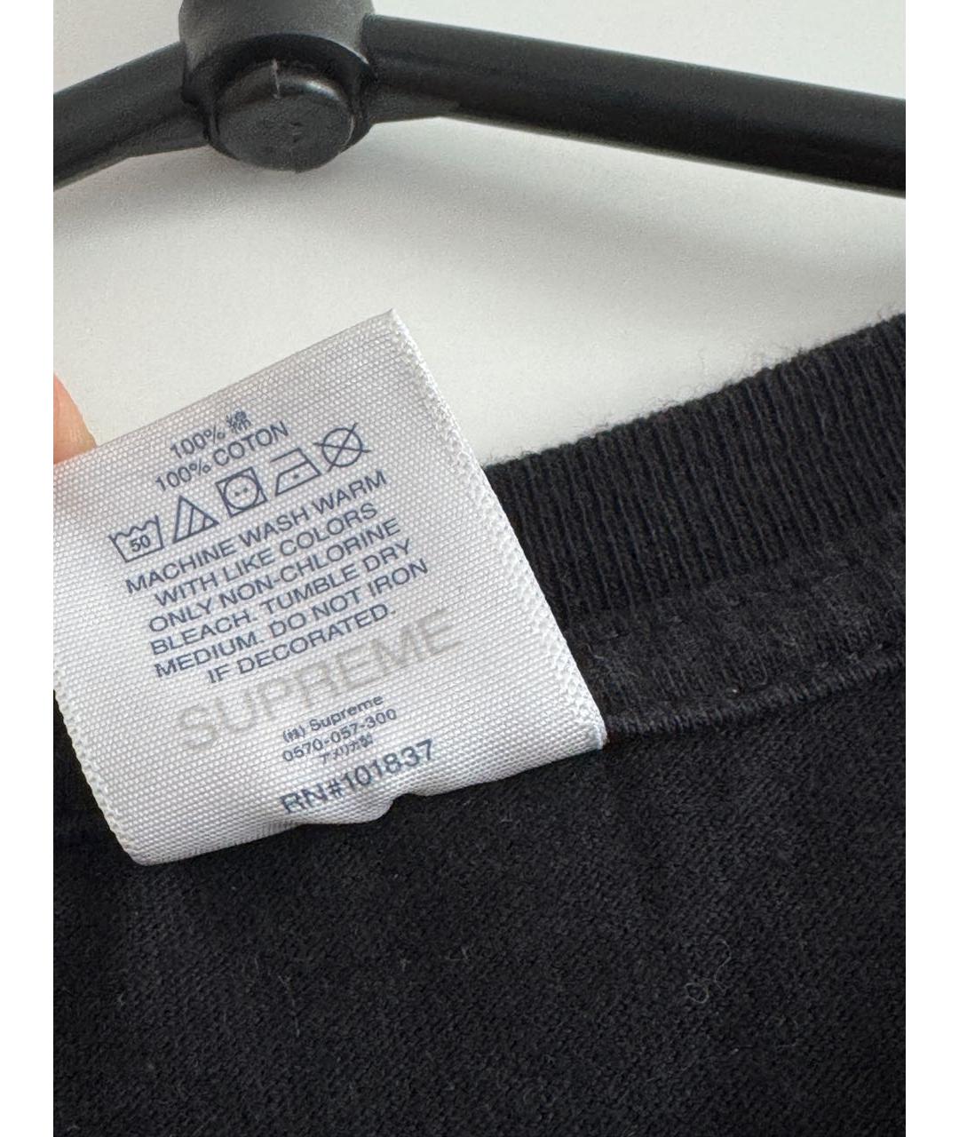 SUPREME Черная хлопковая футболка, фото 4