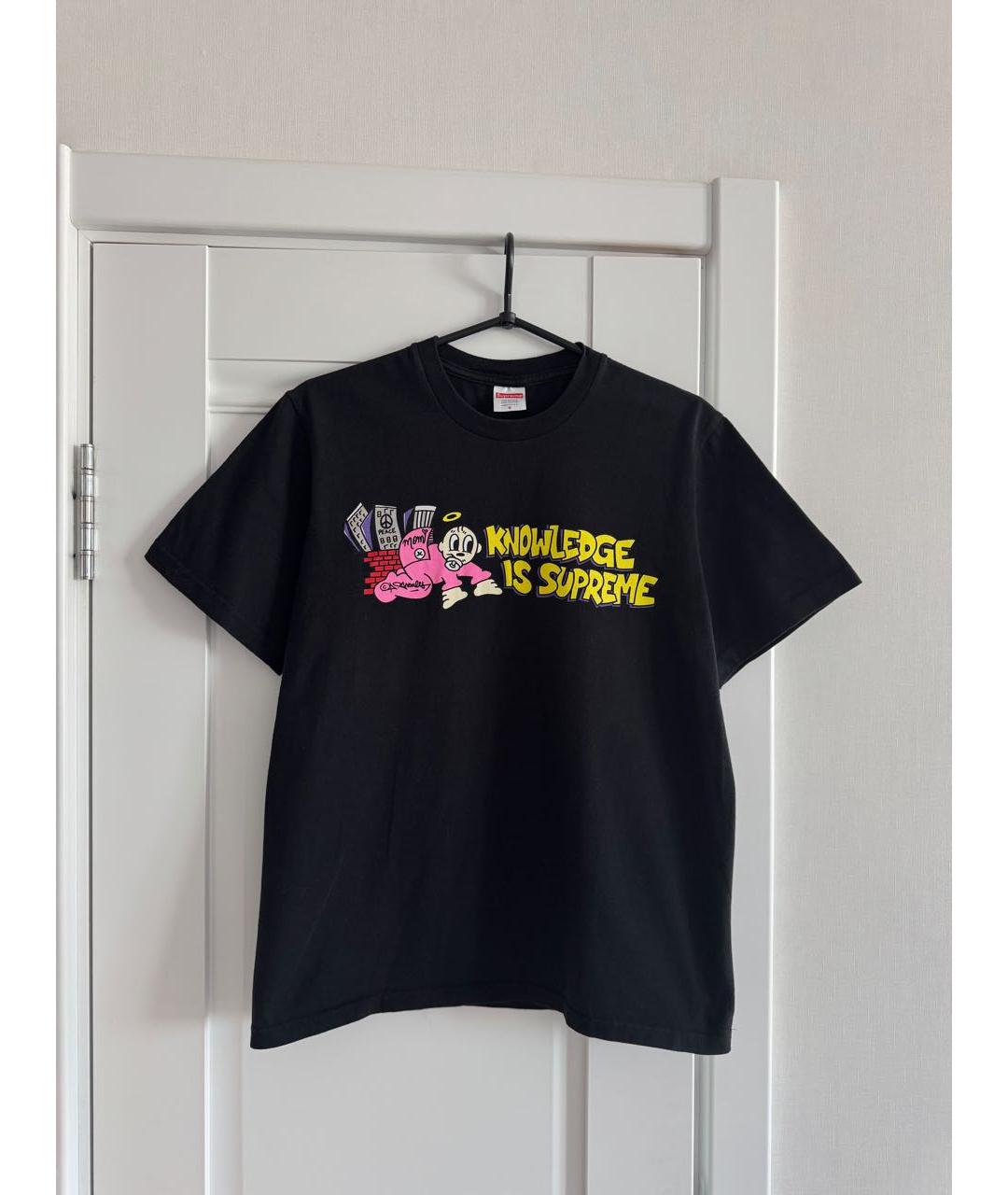 SUPREME Черная хлопковая футболка, фото 7