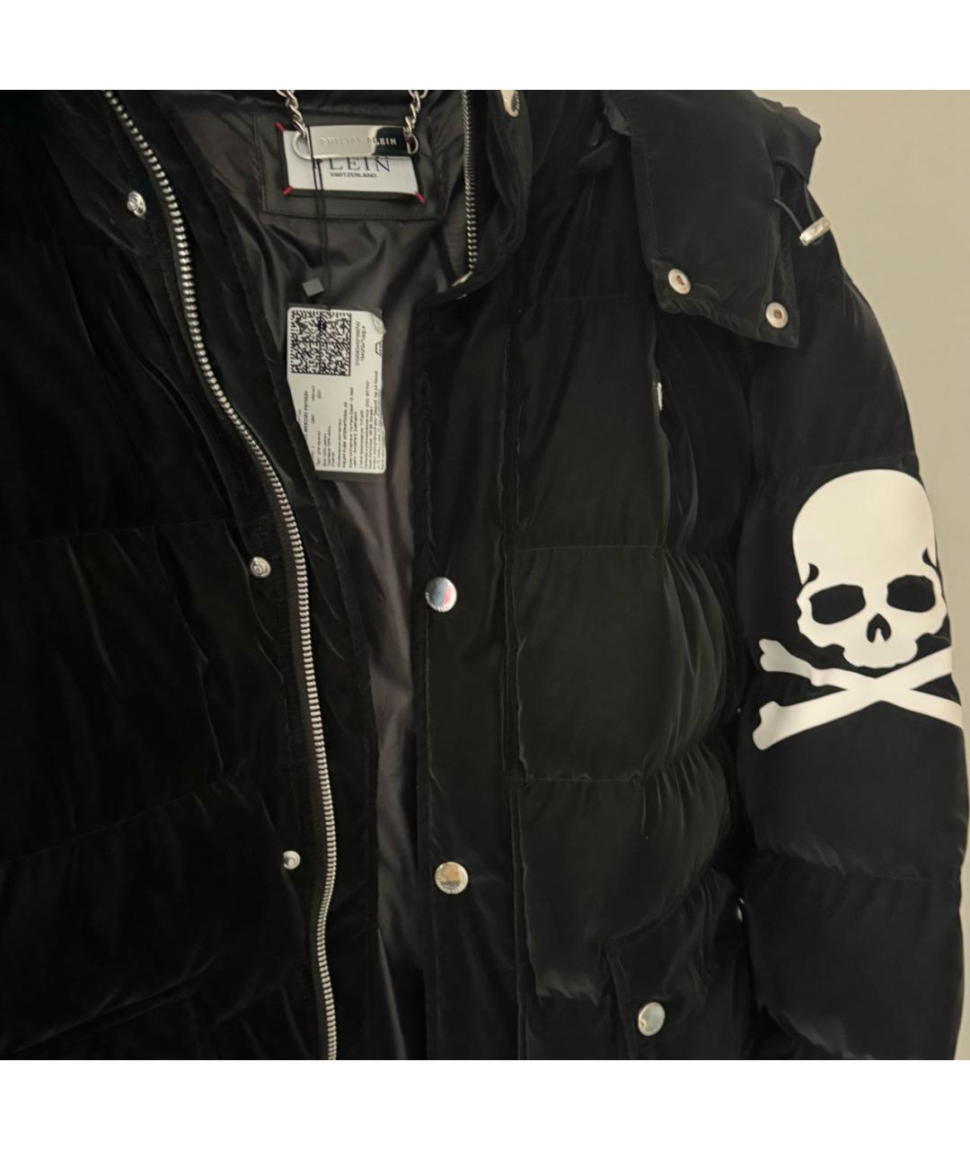 PHILIPP PLEIN Черный полиэстеровый пуховик, фото 3