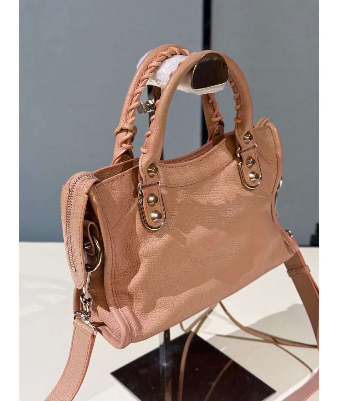 BALENCIAGA Розовая кожаная сумка тоут, фото 7